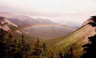 Rainbow over Miette Hot Springs