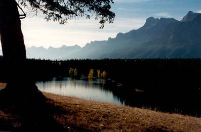 Johnson Lake, Mount Rundle, and Three Sisters