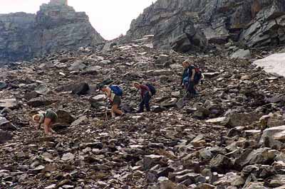 Finding a Path Down Steep Scree